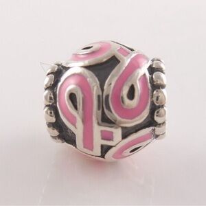 Pandora Breast Cancer Awareness Pink Ribbon Silver Charm